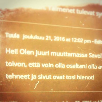 Uusi purofani oli jättänyt Longinoja.fi -sivujen vieraskirjaan palautetta <3 Kiitos Tuula. Käy sinäkin tutustumassa sivuihin ja kirjoita fiilikset sivuista vieraskirjaan.