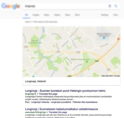 www.longinoja.fi hakutuloksissa nro 1. Ensimmäinen tavoite saavutettu :-D