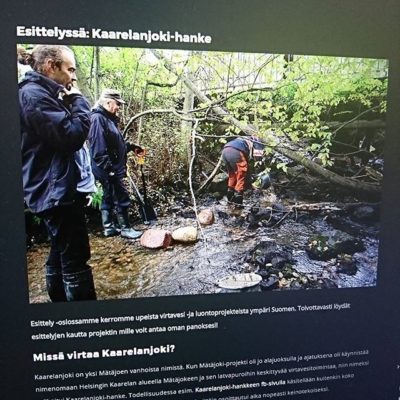 Uusi osio: Esittelyssä. Tutustu www.longinoja.fi ensimmäisenä Karpela joki - hanke. # Kannelmäki