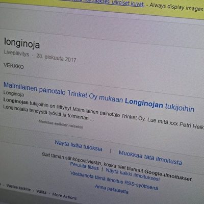 Ei paha, pari tuntia ja sisältö on jo Googlessa indexoitunut.