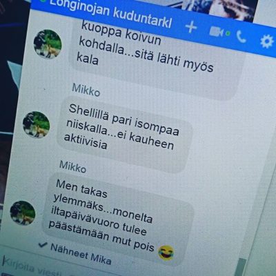 On tämä hienoa porukkaa Longinojan ympärillä. Ei tarvitse kalojen turvallisuudesta huolehtia, kun valvonta pelaa.