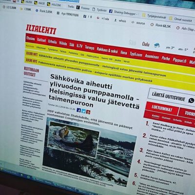 Iltalehden etusivulla juttu Longiojasta, mutta aihe on ihan kirjaimellisesti kusta ja paskaa! Jätevesipäästö laiteviasta johtuen suoraan puroon.