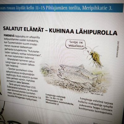 Pihlajamäki päivillä esitelmä Longinojasta. Tule kuulemaan mitä purolla on tehty ja mitä tullaan tekemään.