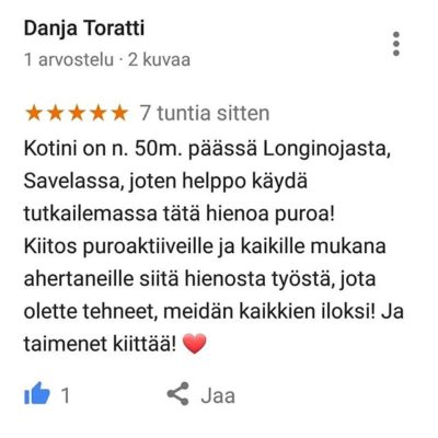 Google mapsissa ihmiset voivat arvioida luontopolun ja "puron". Nämä lämmittävät sydäntä <3